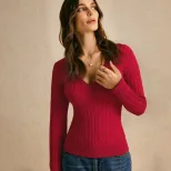 Vintage Inspired V Neck Sweater Slim Fit Long Sleeve Striped Lightweight Fabric Spring Summer Un