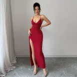 Slim Fit Sexy Split Maxi Dress Summer Collection Sleeveless Comfortable Fabric Perfect for Parti