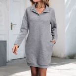 Long Sleeve Solid Color Sweatshirt Dress for Women Casual Fall Fashion Available in Multiple Colors and Sizes Wholesale