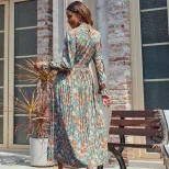 Long Sleeve Floral Maxi Dress Elegant Design Autumn Winter Style Perfect for Parties or Casual W