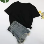 Womens Basic Round Neck Short Sleeve T Shirt 100 Cotton Solid Color Summer Style Wholesale Avail