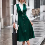PU Strap Dress Solid Color Minimalist Design Versatile Style Perfect for Casual Wear Wholesale A