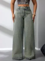 Vintage Wide Leg Jeans Loose Fit Distressed Style Casual Wear Wholesale Available low MOQ bulk o