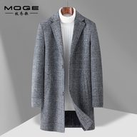 Mens Mid Length Plaid Wool Blend Overcoat Thickened Warm Stylish Perfect for Autumn and Winter Wholesale Available