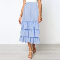 Striped Maxi Skirt Two Colors Cake Design Summer Fashion Wholesale Availability customizable