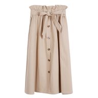 High Waisted A Line Midi Skirt Solid Color Button Closure Flattering Fit Spring Summer Fashion Wholesale Available