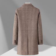 Mens Mid Length Plaid Wool Blend Overcoat Thickened Warm Stylish Perfect for Autumn and Winter Wholesale Available