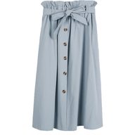 High Waisted A Line Midi Skirt Solid Color Button Closure Flattering Fit Spring Summer Fashion Wholesale Available
