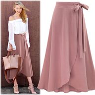 High Waist Midi Skirt Split Design Plus Size Adjustable Tie Casual or Formal Wear Ready to Ship