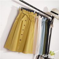 High Waisted A Line Midi Skirt Solid Color Button Closure Flattering Fit Spring Summer Fashion Wholesale Available