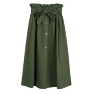 High Waisted A Line Midi Skirt Solid Color Button Closure Flattering Fit Spring Summer Fashion Wholesale Available