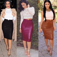 PU Bodycon Skirt Coffee Dark Red Black Comfortable Fleece Lined Spring Summer Wholesale Available