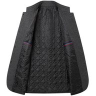 Mens Woolen Jacket Stand Collar Mid Length Warm Fabric Fall Winter Style for Middle Aged Wholesale Available