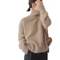 Chunky Turtleneck Sweater Thick Knit Loose Fit Solid Color Autumn Winter Casual Wear Wholesale Available