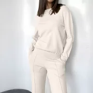 Womens Knitted Sweater Set Loose Fit Round Neck Top and Carrot Pants Casual Style for Fall Winter