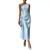Elegant Womens Evening Dress High End Pleated Waist Design Suitable for Parties and Formal Events