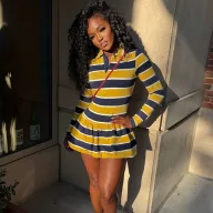 Vintage Striped Long Sleeve Dress Stylish Trendy Comfortable Autumn Fashion for Women Wholesale Available