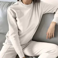 Womens Knitted Sweater Set Loose Fit Round Neck Top and Carrot Pants Casual Style for Fall Winter