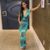 Bodycon Halter Dress V Neck Backless Fashionable Design Elegant Evening Wear Wholesale Available