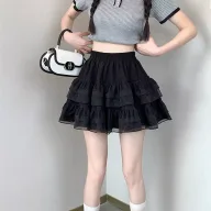 Lace A Line Mini Skirt for Women High Waist Tulle Design Spring Summer Ballet Style