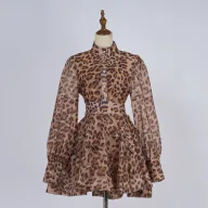 Vintage Floral Print Beaded Lantern Sleeve Top and A Line Skirt Two Piece Set for Women Wholesale Fashion Casual Outfit