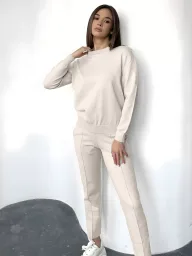 Womens Knitted Sweater Set Loose Fit Round Neck Top and Carrot Pants Casual Style for Fall Winter