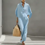 Elegant Solid Color French Style Maxi Dress for Women Summer Fashion Casual Wear Wholesale Available