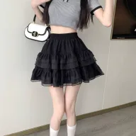 Lace A Line Mini Skirt for Women High Waist Tulle Design Spring Summer Ballet Style
