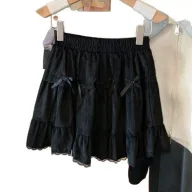 High Waist Lace Trim Skirt Flared A Line Design Elegant for Autumn Winter ready to ship