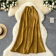 High Waist Satin Midi Skirt for Women A Line Silhouette Elegant Fit Flare Design Perfect for Spring and Summer Wholesale