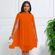 Chiffon Batwing Sleeve Dress Elegant and Fashionable Plus Size for Casual Occasions Wholesale Available