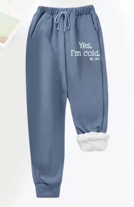 Womens Fleece Lined Jogger Pants Printed Letter Design Pocket Comfortable Fit Fall Winter Casual Wear Wholesale
