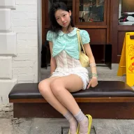 Womens Casual Outfit Stylish Irregular Short Sleeve Top Set Summer Fashion Available in Green and White