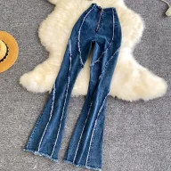 Womens Denim Two Piece Set High Waist Slim Fit Pants and Cami Top Casual Fashion for Summer