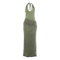 Summer Womens Dress Sexy Hollow Cross Neck Fashionable Sequins Bodycon Fit Evening Party Wear Wholesale Available
