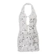 Womens Sequin Halter Neck Top and Bodycon Skirt Set Stylish Winter Nightclub Outfit Available in