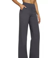 High Waisted Loose Fit Straight Leg Pants Solid Color Pocket Design Casual Style Autumn Collection Wholesale