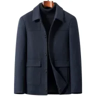 Mens Wool Blend Overcoat Casual Style Lapel Collar Available in Black Gray Navy Wholesale Supply