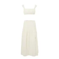 French Style Crop Top and High Waisted Skirt Set Slim Fit Sleeveless Beach Vacation Ready Wholesale Available