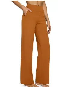 High Waisted Loose Fit Straight Leg Pants Solid Color Pocket Design Casual Style Autumn Collection Wholesale