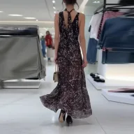 Elegant Floral Maxi Dress for Women V Neck Backless A Line Silhouette Summer Vacation Style Wholesale Available