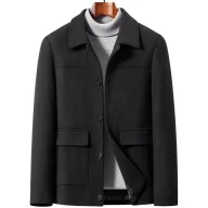 Mens Wool Blend Overcoat Casual Style Lapel Collar Available in Black Gray Navy Wholesale Supply