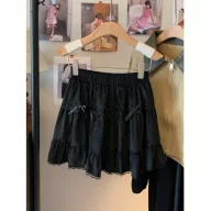 High Waist Lace Trim Skirt Flared A Line Design Elegant for Autumn Winter ready to ship