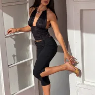 Womens Yoga Pants Slim Fit Casual Style Solid Color Outdoor and Sports Use Available in Black S M L