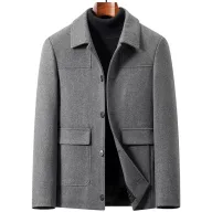 Mens Wool Blend Overcoat Casual Style Lapel Collar Available in Black Gray Navy Wholesale Supply