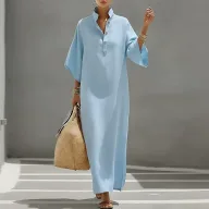 Elegant Solid Color French Style Maxi Dress for Women Summer Fashion Casual Wear Wholesale Available