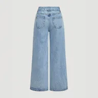 Casual Womens Embroidered Straight Leg Jeans Blue Denim Various Sizes private label