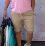 Casual Womens Solid Color Pocket Shorts Summer Style Adjustable Drawstring Versatile Fit Wholesale Available