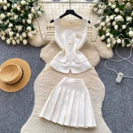 Sleeveless Vest and Pleated Skirt Set for Women Lightweight Summer Outfit Casual Chic Style