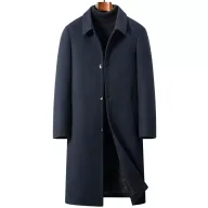 Mens Wool Overcoat Knee Length Warmth Casual Winter Outerwear Available in Navy Gray Black Wholesale Options